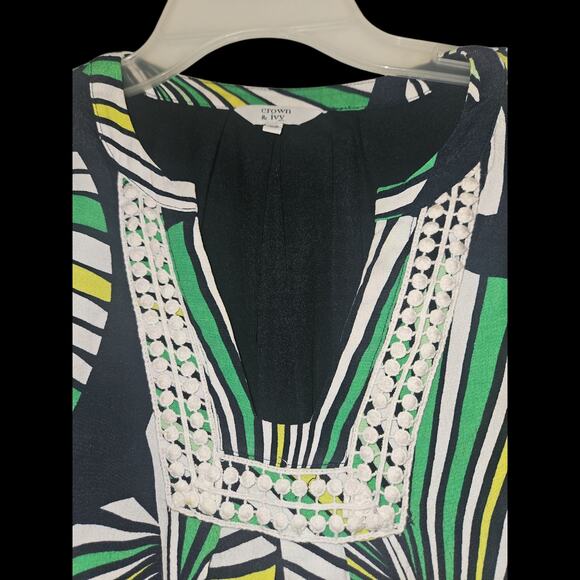 Crown & Ivy Lined Midi Summer Dress Black Green‎ Size XS summer style preppy - Picture 4 of 4